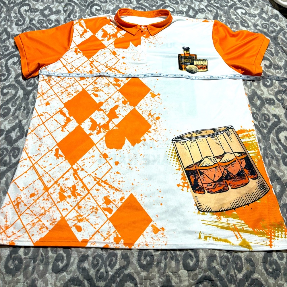 Golf Orange and White Graphic Polo Shirt Mens Size 3XL